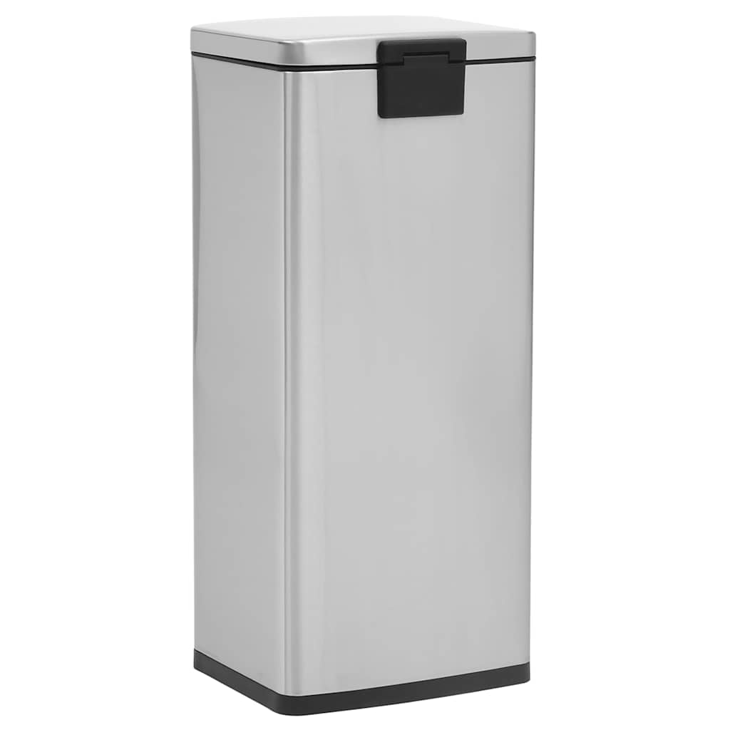 Caixote do lixo com pedal anti-impressões digitais 30L aço inoxidável prateado