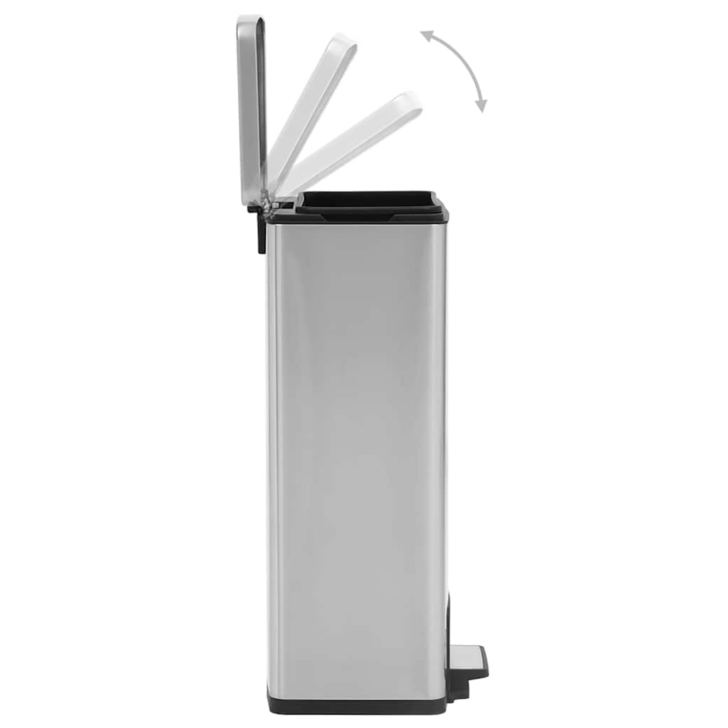 Caixote do lixo com pedal anti-impressões digitais 30L aço inoxidável prateado