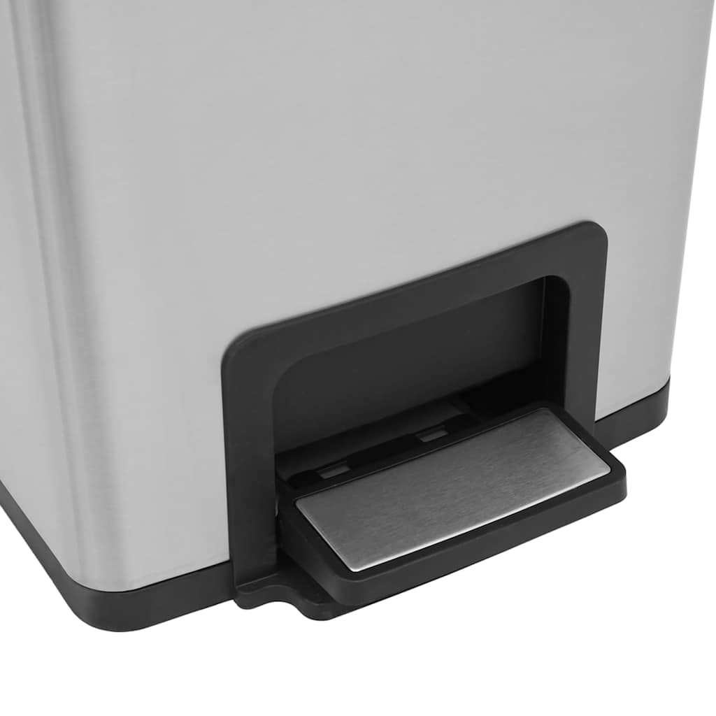 Caixote do lixo com pedal anti-impressões digitais 30L aço inoxidável prateado