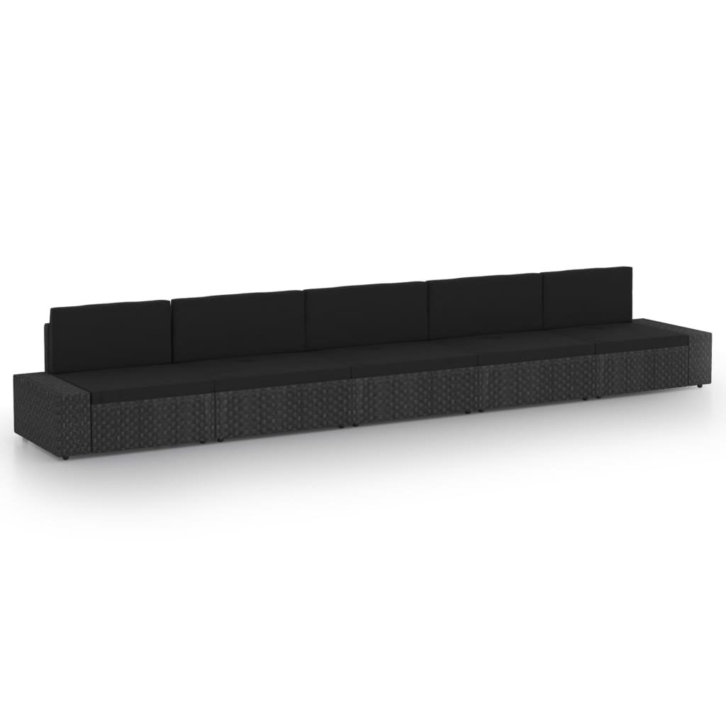 Conjunto de móveis de jardim 6 peças vime sintético castanho