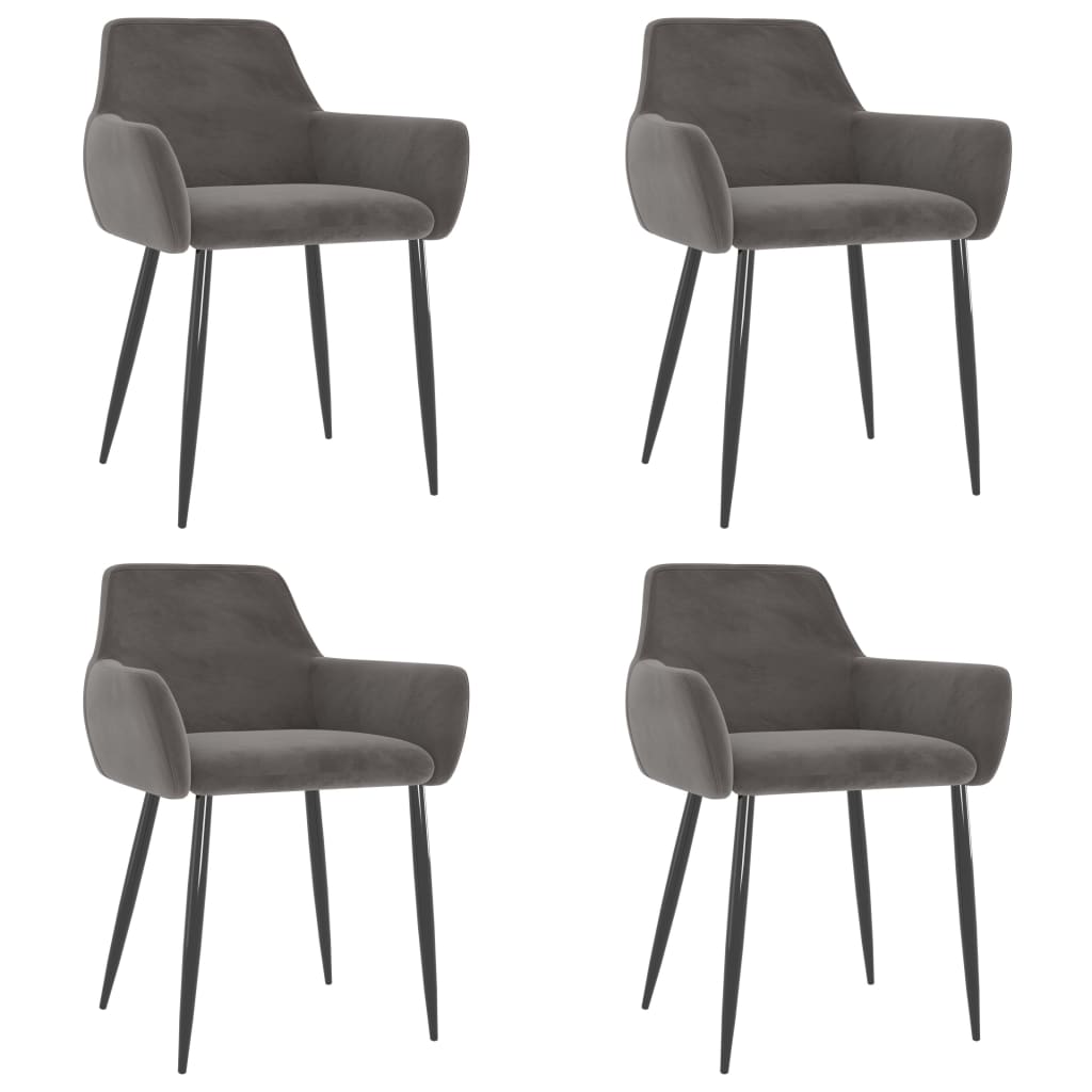 Sillas de comedor 4 unidades terciopelo gris oscuro