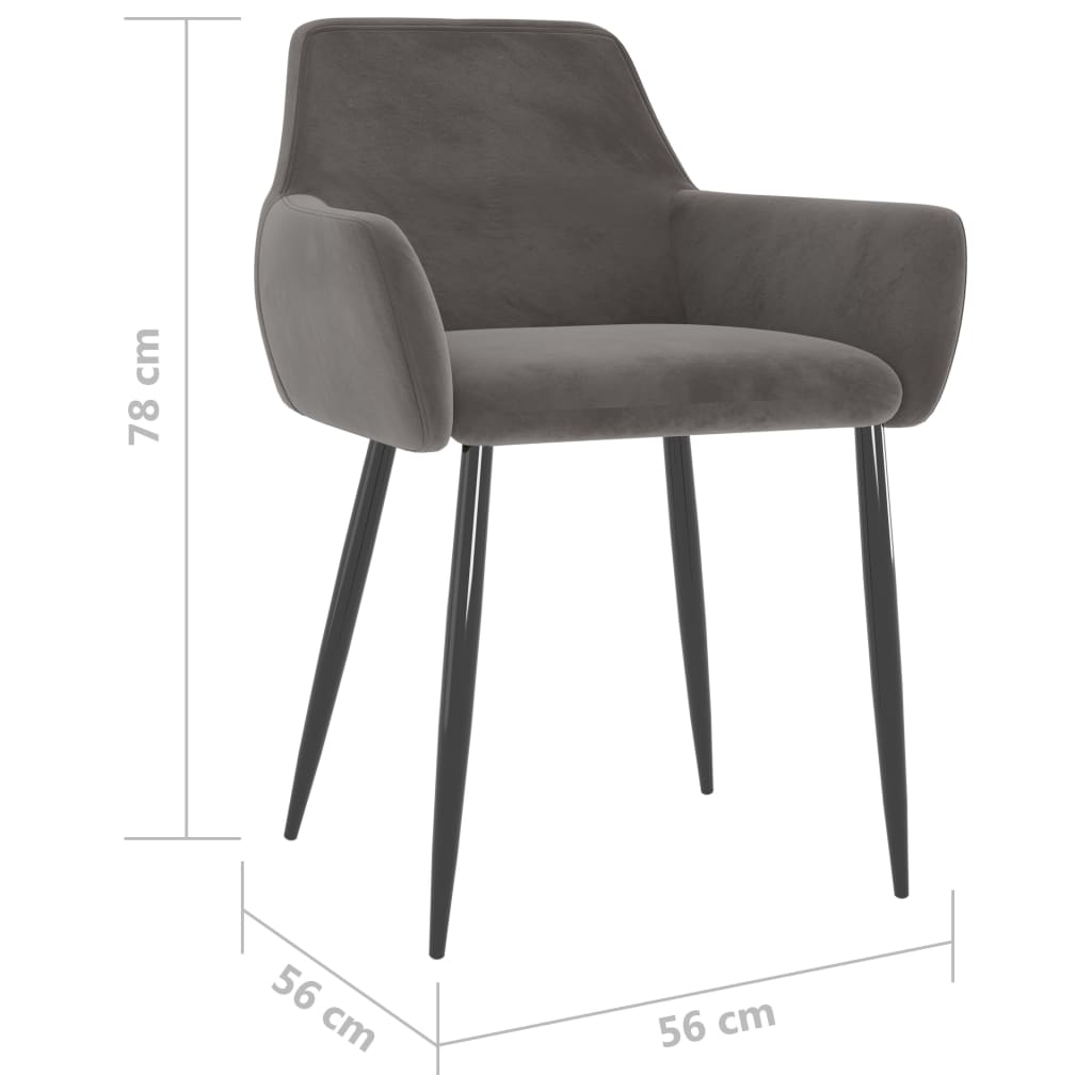 Sillas de comedor 4 unidades terciopelo gris oscuro