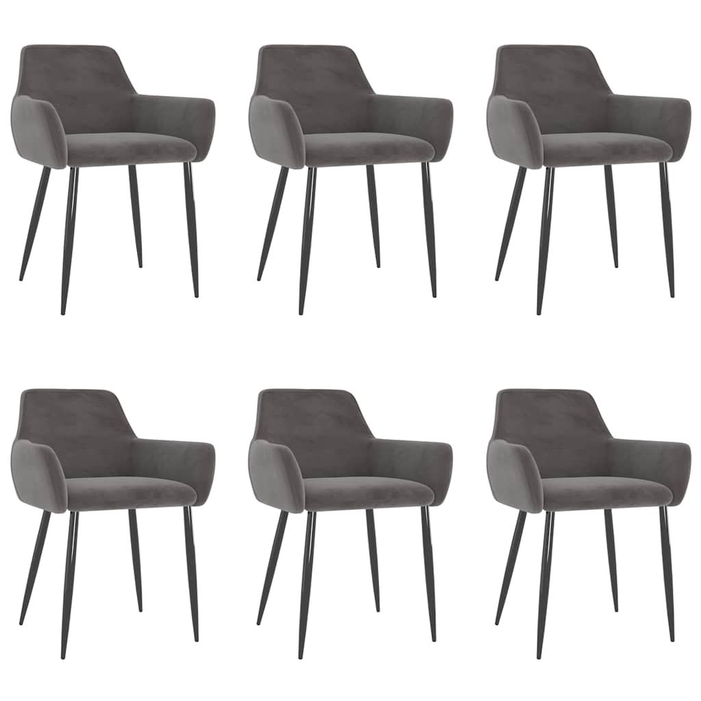 Sillas de comedor 6 unidades terciopelo gris oscuro