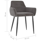 Sillas de comedor 6 unidades terciopelo gris oscuro