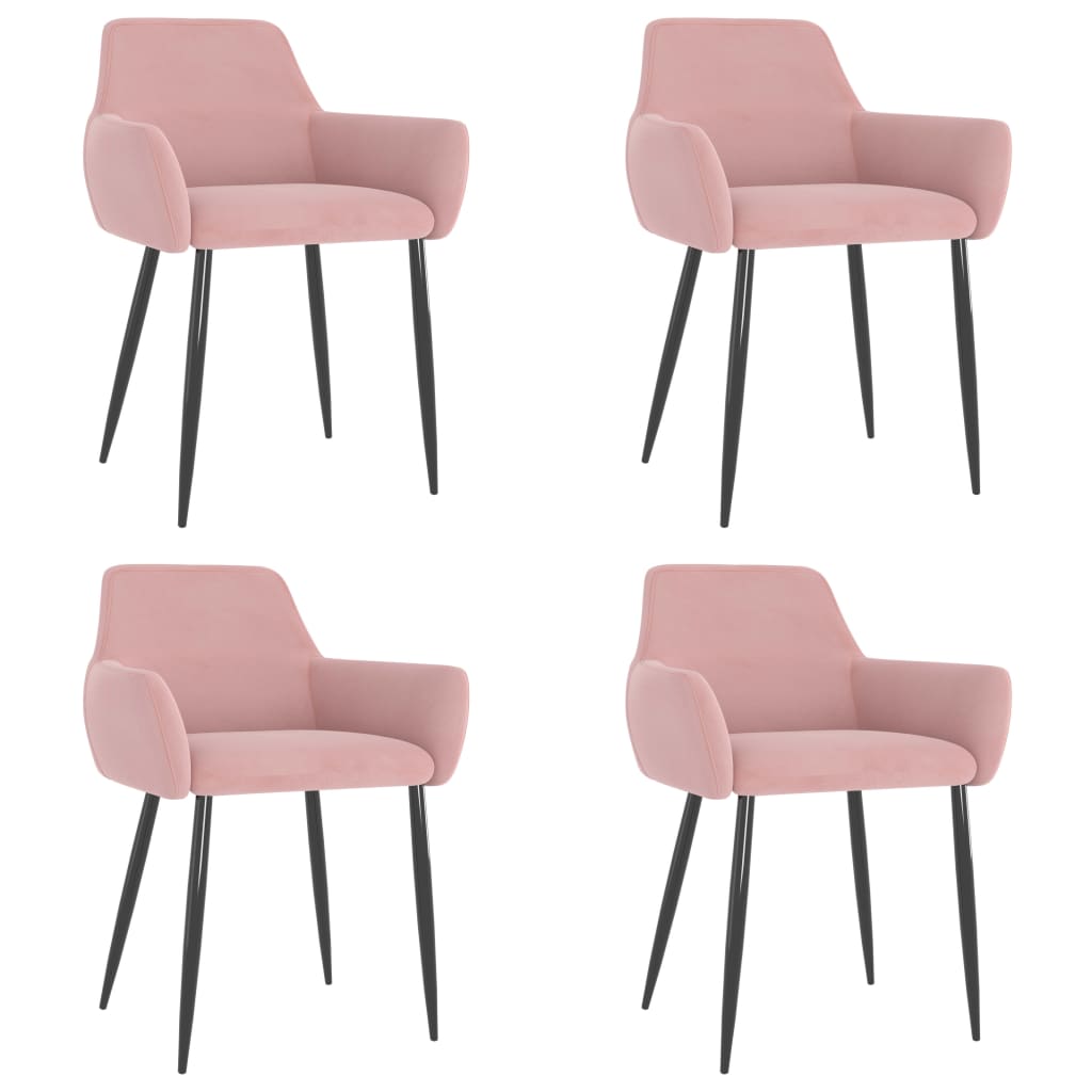 Sillas de comedor 4 unidades terciopelo rosa