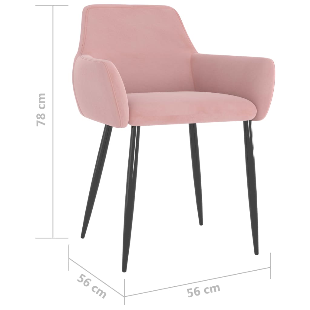 Sillas de comedor 4 unidades terciopelo rosa