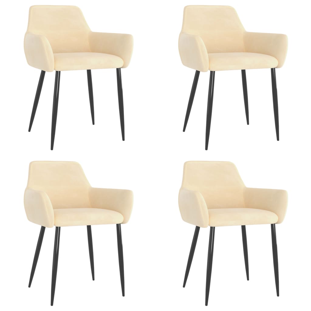 Sillas de comedor 4 unidades terciopelo crema