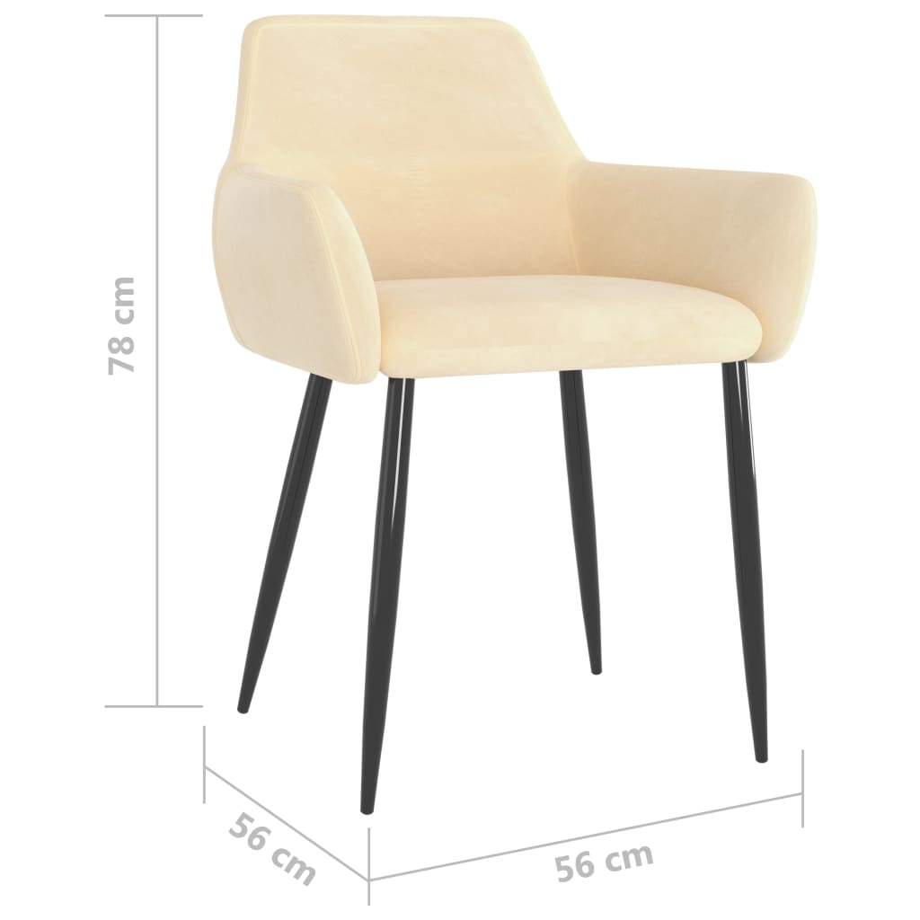 Sillas de comedor 4 unidades terciopelo crema