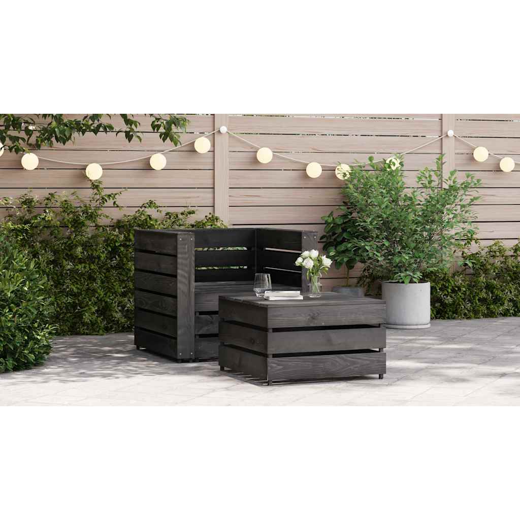 Muebles de jardín palets 2 pzas madera de pino impregnada gris