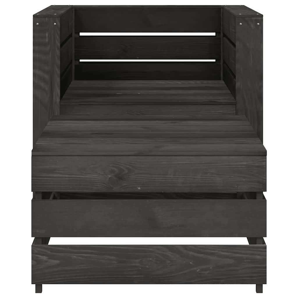 Muebles de jardín palets 2 pzas madera de pino impregnada gris