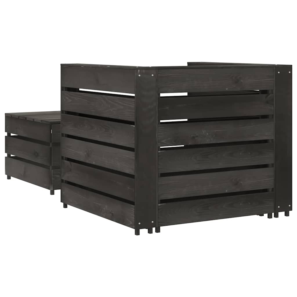 Muebles de jardín palets 2 pzas madera de pino impregnada gris