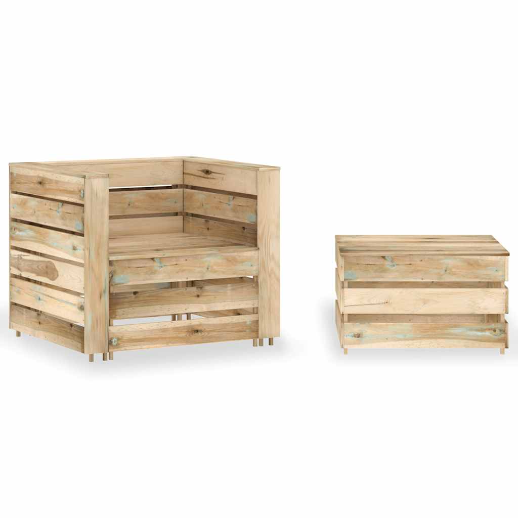Muebles de jardín palets 2 pzas madera de pino impregnada gris