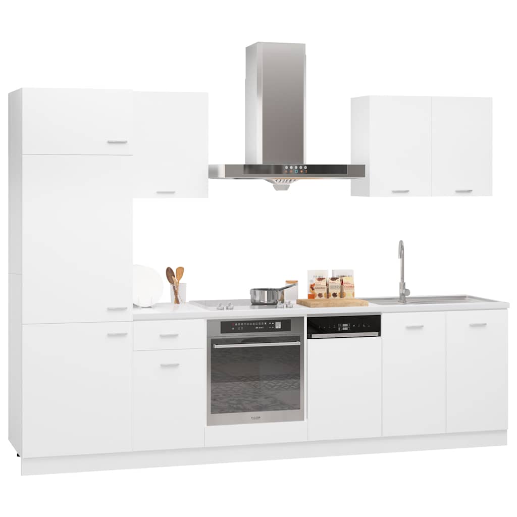 Conjunto de armarios de cocina de 7 piezas "Lyon" de madera de ingeniería blanca