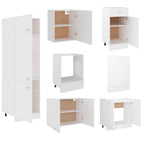 Conjunto de armarios de cocina de 7 piezas "Lyon" de madera de ingeniería blanca