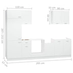 Conjunto de armarios de cocina de 7 piezas "Lyon" de madera de ingeniería blanca