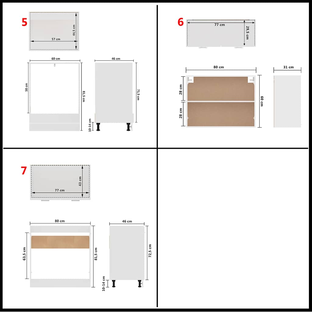 Conjunto de armarios de cocina de 7 piezas "Lyon" de madera de ingeniería blanca
