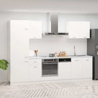 Conjunto de armarios de cocina de 7 piezas "Lyon" de madera de ingeniería blanca