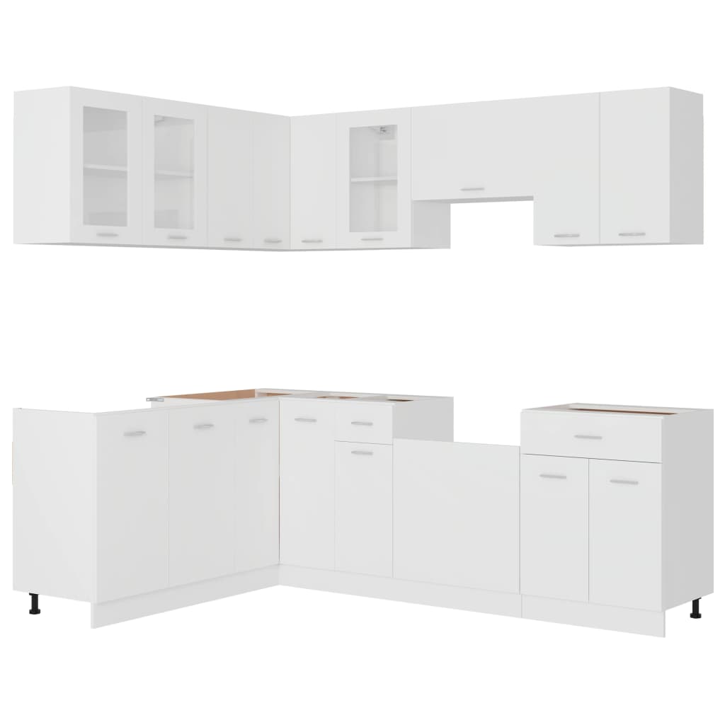 Conjunto de armarios de cocina "Lyon" de 11 piezas de madera de ingeniería blanca