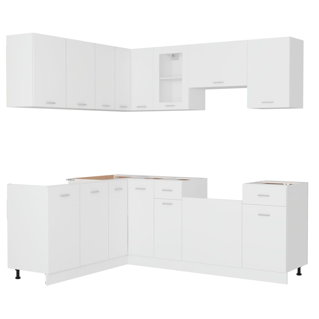 Conjunto de armarios de cocina "Lyon" de 11 piezas de madera de ingeniería blanca
