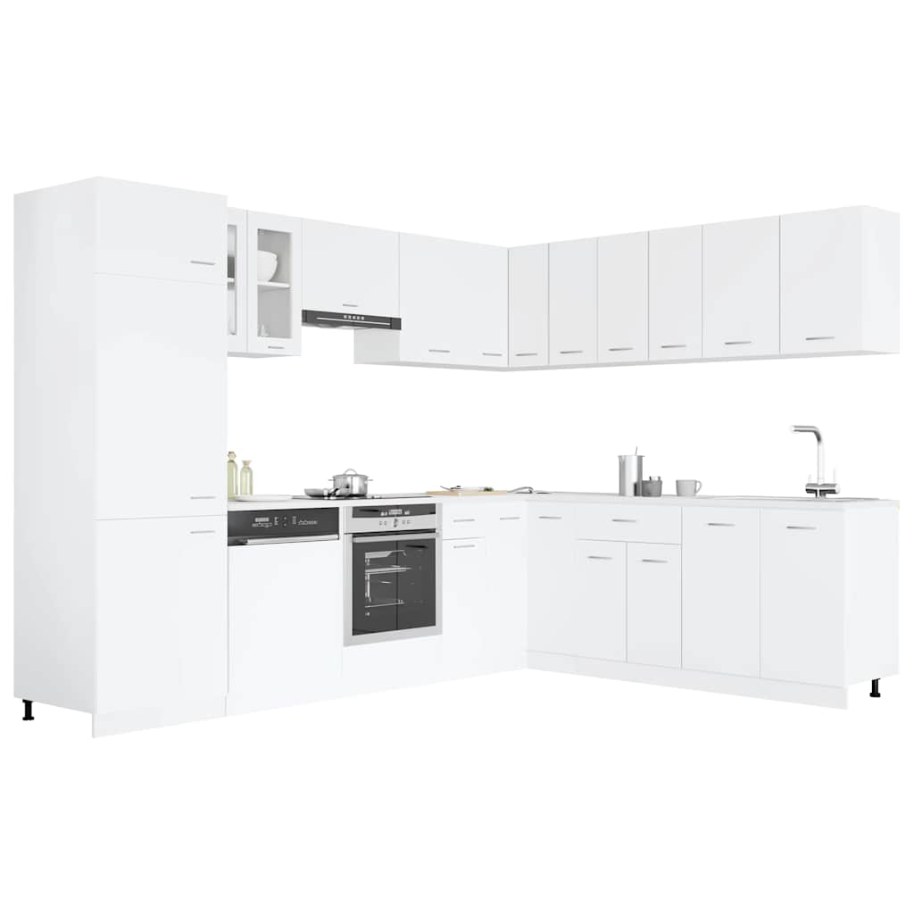 Conjunto de armarios de cocina "Lyon" de 14 piezas de madera de ingeniería blanca