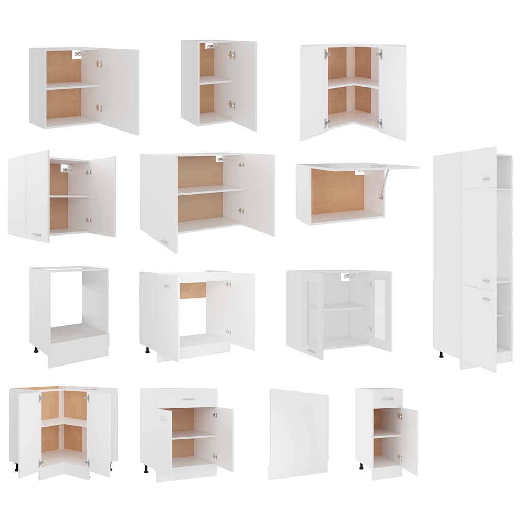 Conjunto de armarios de cocina "Lyon" de 14 piezas de madera de ingeniería blanca