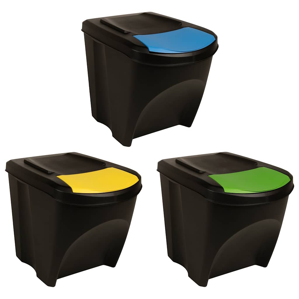 Cubos de basura apilables 3 piezas gris antracita 75 L