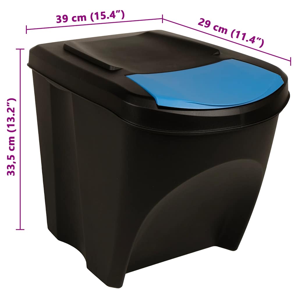 Cubos de basura apilables 3 piezas gris antracita 75 L