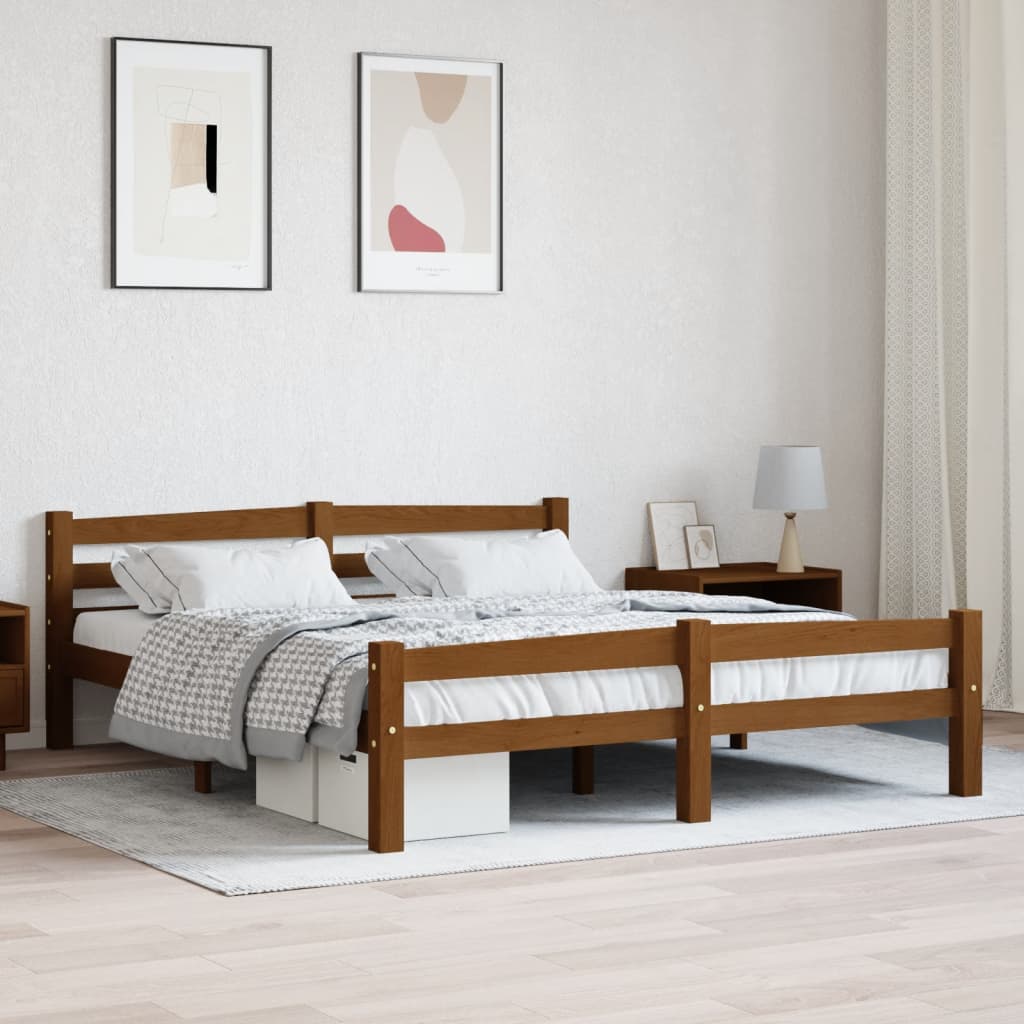 Cama sin colchón madera maciza de pino blanca 180x200 cm