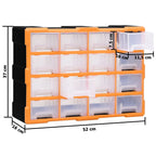 Organizador multicajones con 16 cajones medianos 52x16x37 cm
