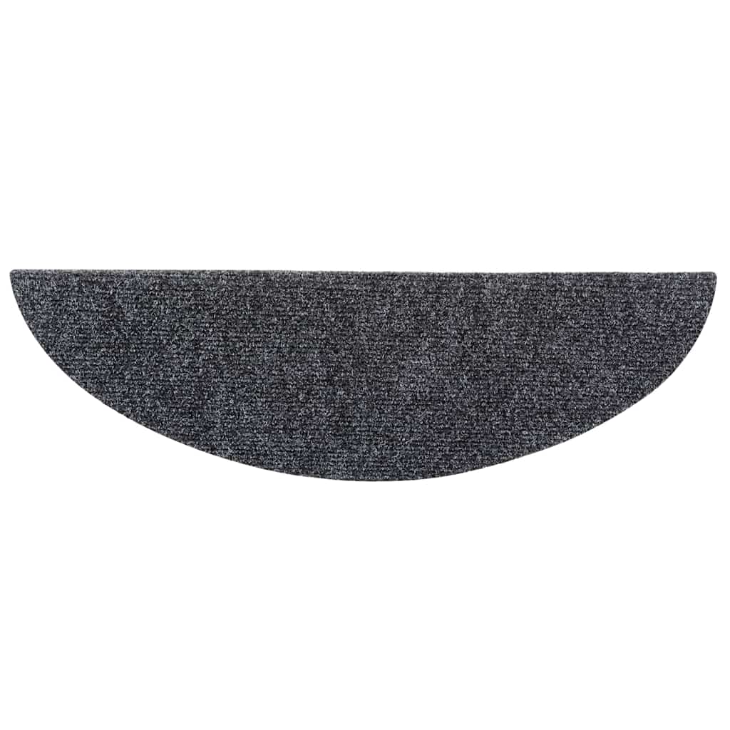 Felpudos autoadhesivos para escaleras, 5 unidades, gris oscuro, semicirculares, 56 x 17 x 3 cm