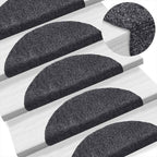 Felpudos autoadhesivos para escaleras, 5 unidades, gris oscuro, semicirculares, 56 x 17 x 3 cm