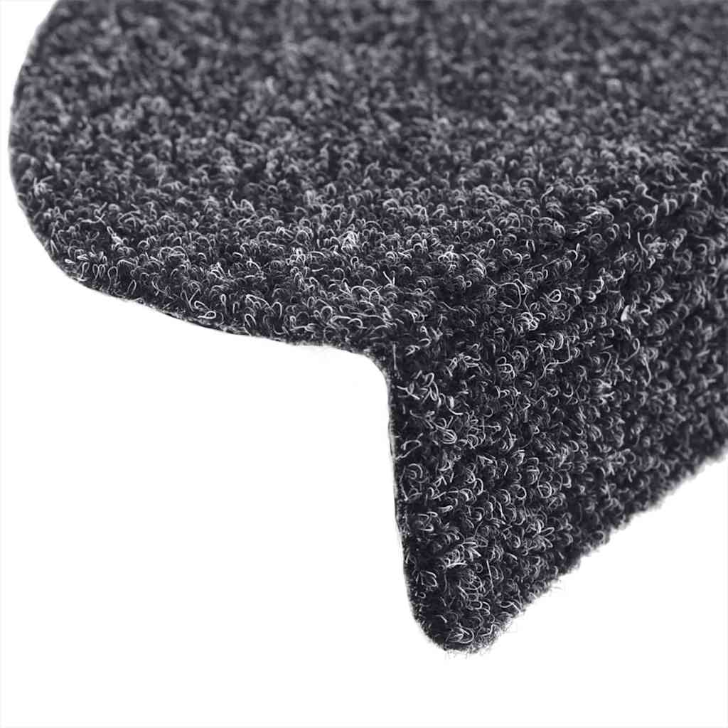 Felpudos autoadhesivos para escaleras, 5 unidades, gris oscuro, semicirculares, 56 x 17 x 3 cm