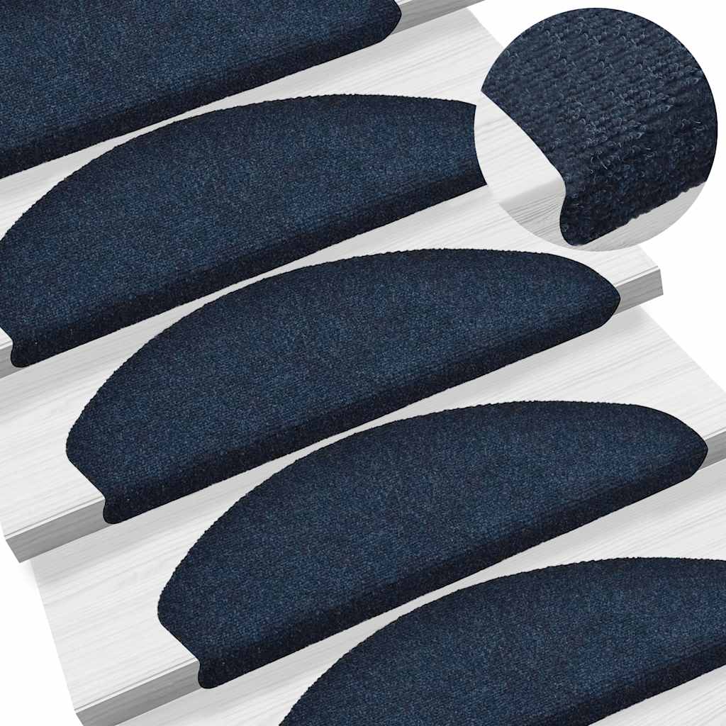 Alfombrillas para escaleras 10 unidades 56x17x3 cm Azul Semicircular