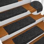 Alfombra autoadhesiva escalera sisal 15 uds antracita 56x17x3cm