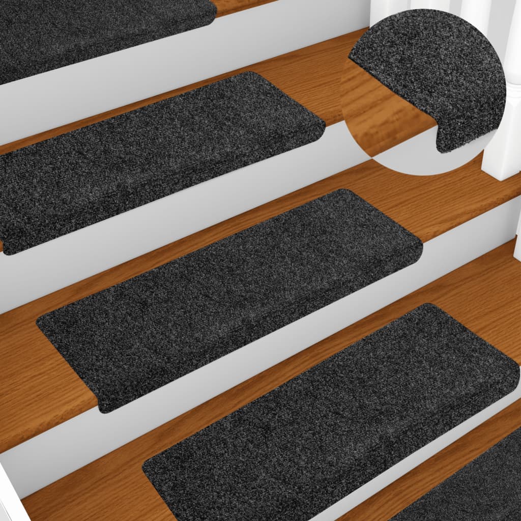 Alfombra autoadhesiva escalera sisal 15 uds antracita 56x17x3cm