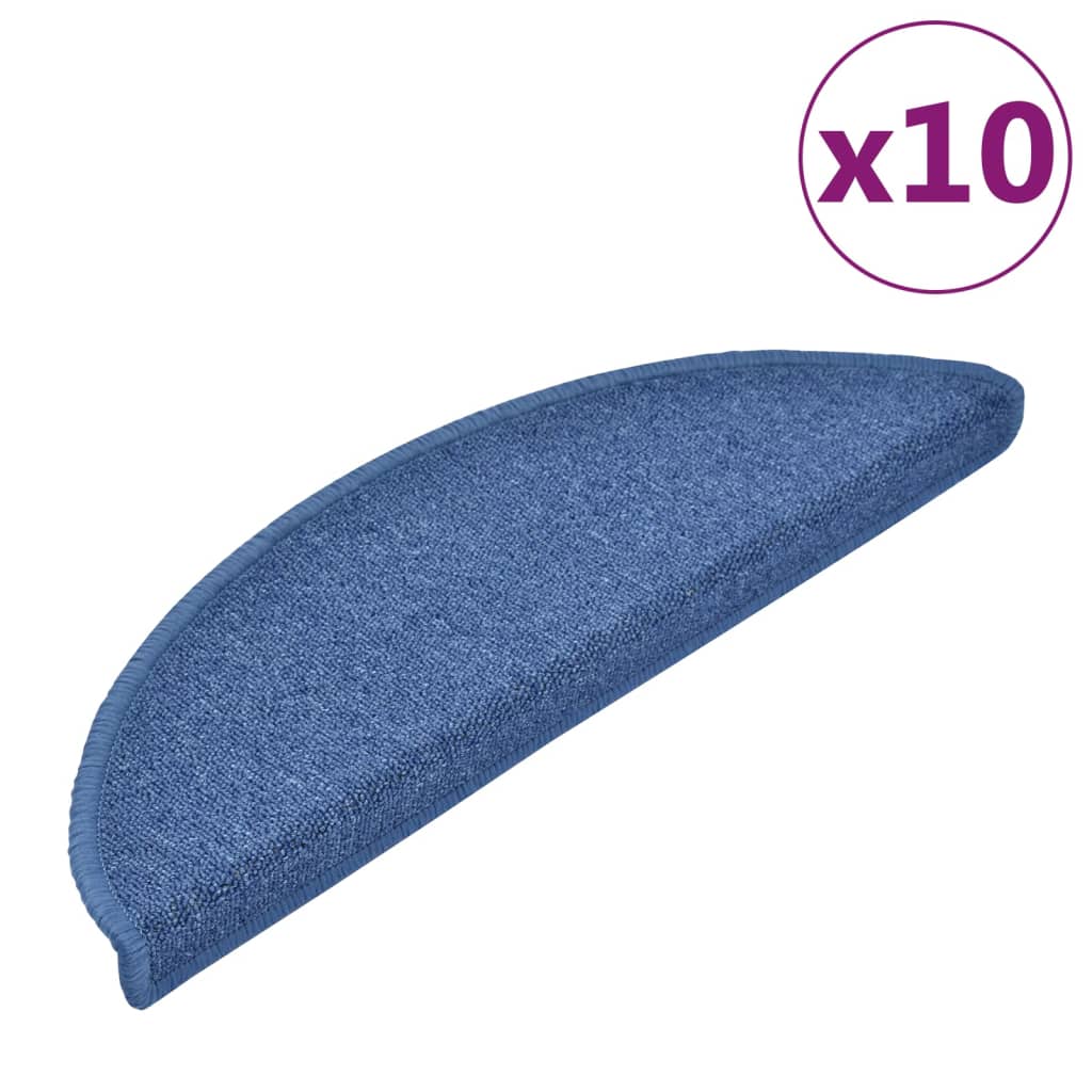 Alfombrillas para escaleras 10 unidades 56x17x3 cm Azul Semicircular