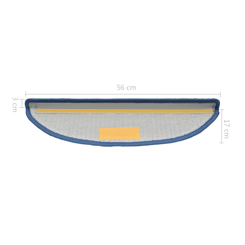 Alfombrillas para escaleras 10 unidades 56x17x3 cm Azul Semicircular