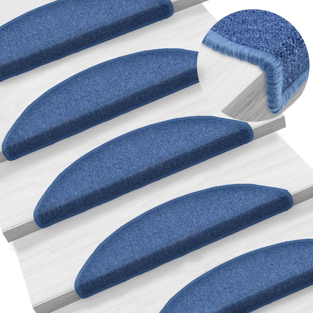 Alfombrillas para escaleras 10 unidades 56x17x3 cm Azul Semicircular