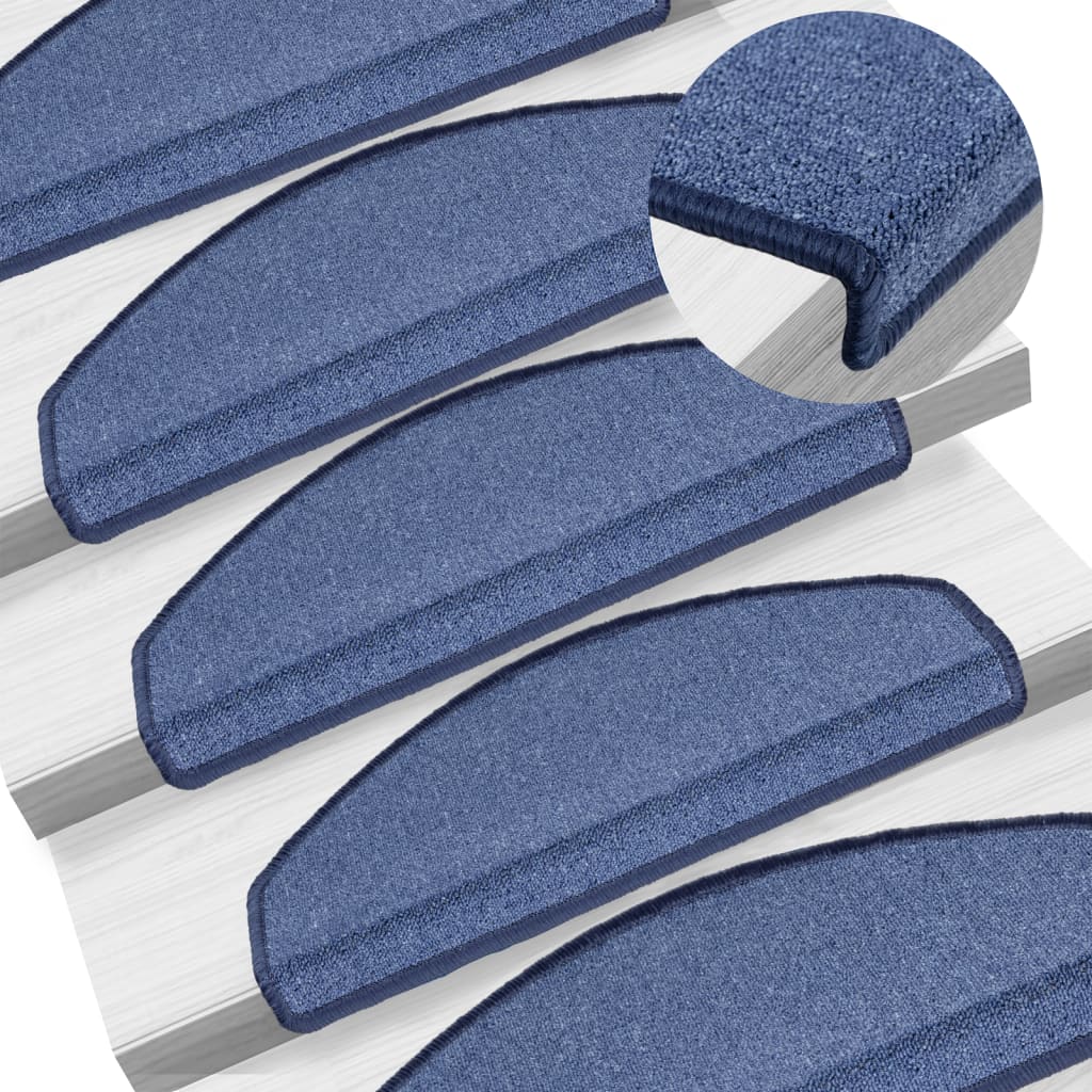 Alfombrillas para escaleras 10 unidades 56x17x3 cm Azul Semicircular