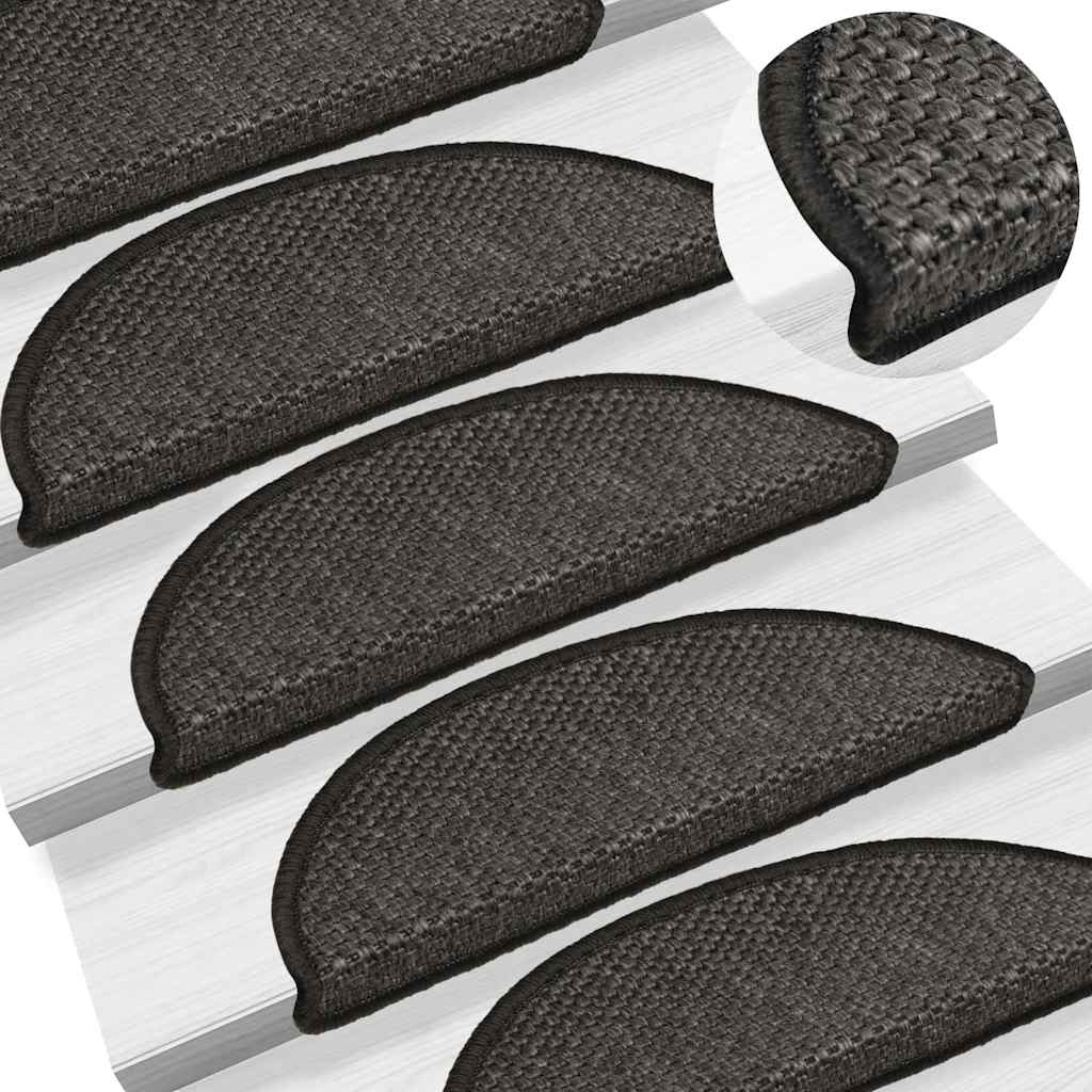 Alfombra autoadhesiva escalera sisal 15 uds antracita 56x17x3cm