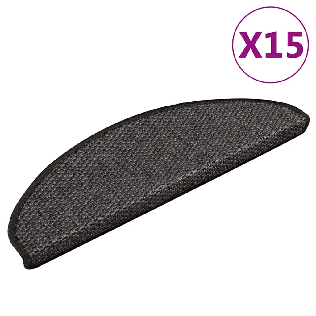 Alfombra autoadhesiva escalera sisal 15 uds antracita 56x17x3cm