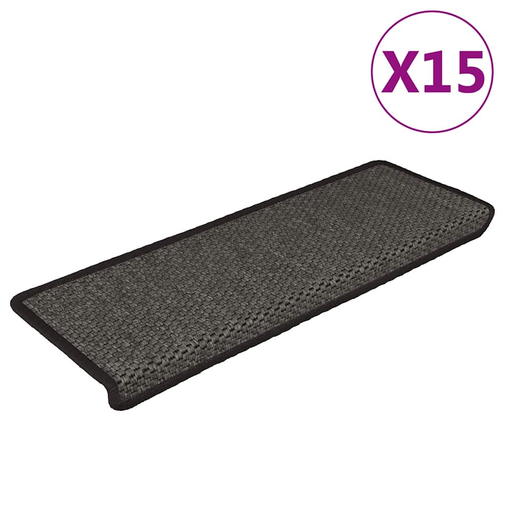 Alfombra autoadhesiva escalera sisal 15 uds antracita 56x17x3cm