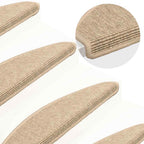 Alfombra autoadhesiva escalera sisal 15 uds antracita 56x17x3cm