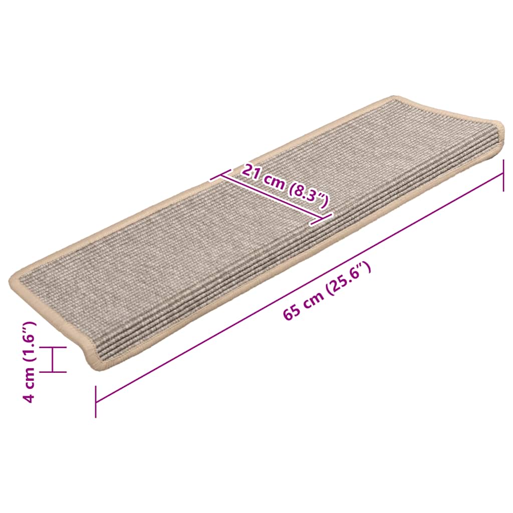 Alfombrillas para escaleras 15 unidades 65x21x4 cm Borde rectangular plateado