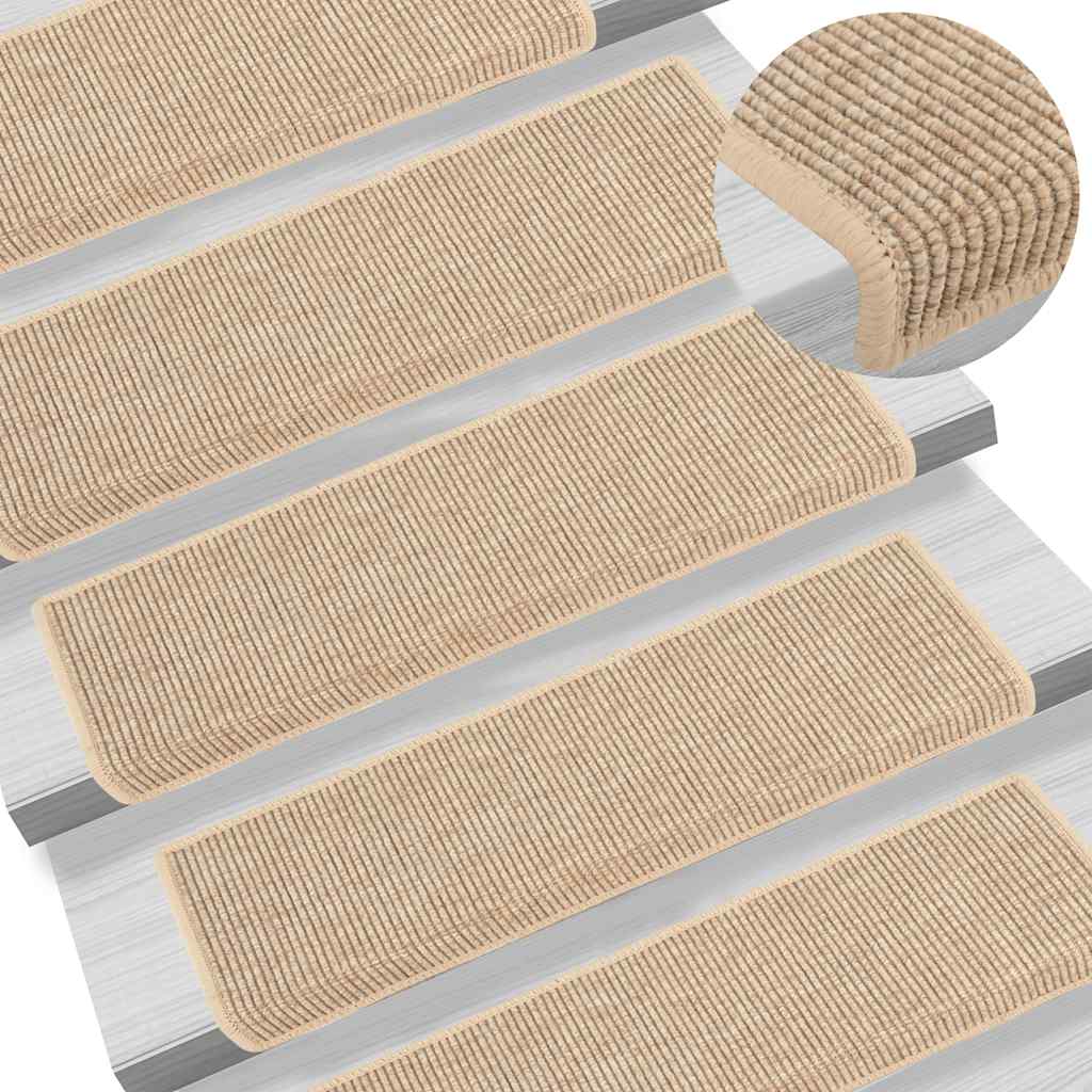 Alfombra autoadhesiva escalera sisal 15 uds antracita 56x17x3cm