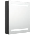 Armario de baño con espejo LED negro brillante 50x14x60 cm