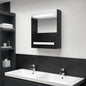 Glossy black LED mirror bathroom cabinet 50x14x60 cm