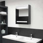Armario de baño con espejo LED gris brillante 50x14x60 cm