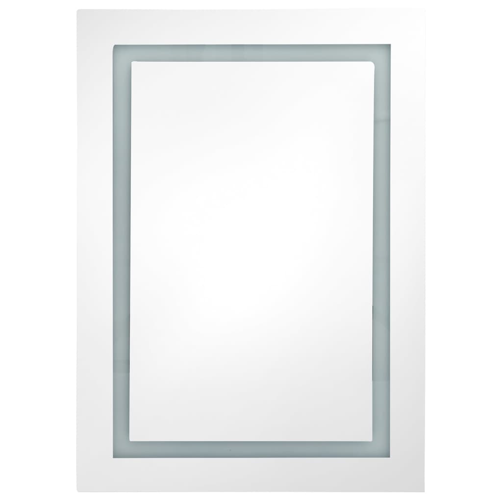 Armario de baño con espejo LED negro brillante 50x13x70 cm