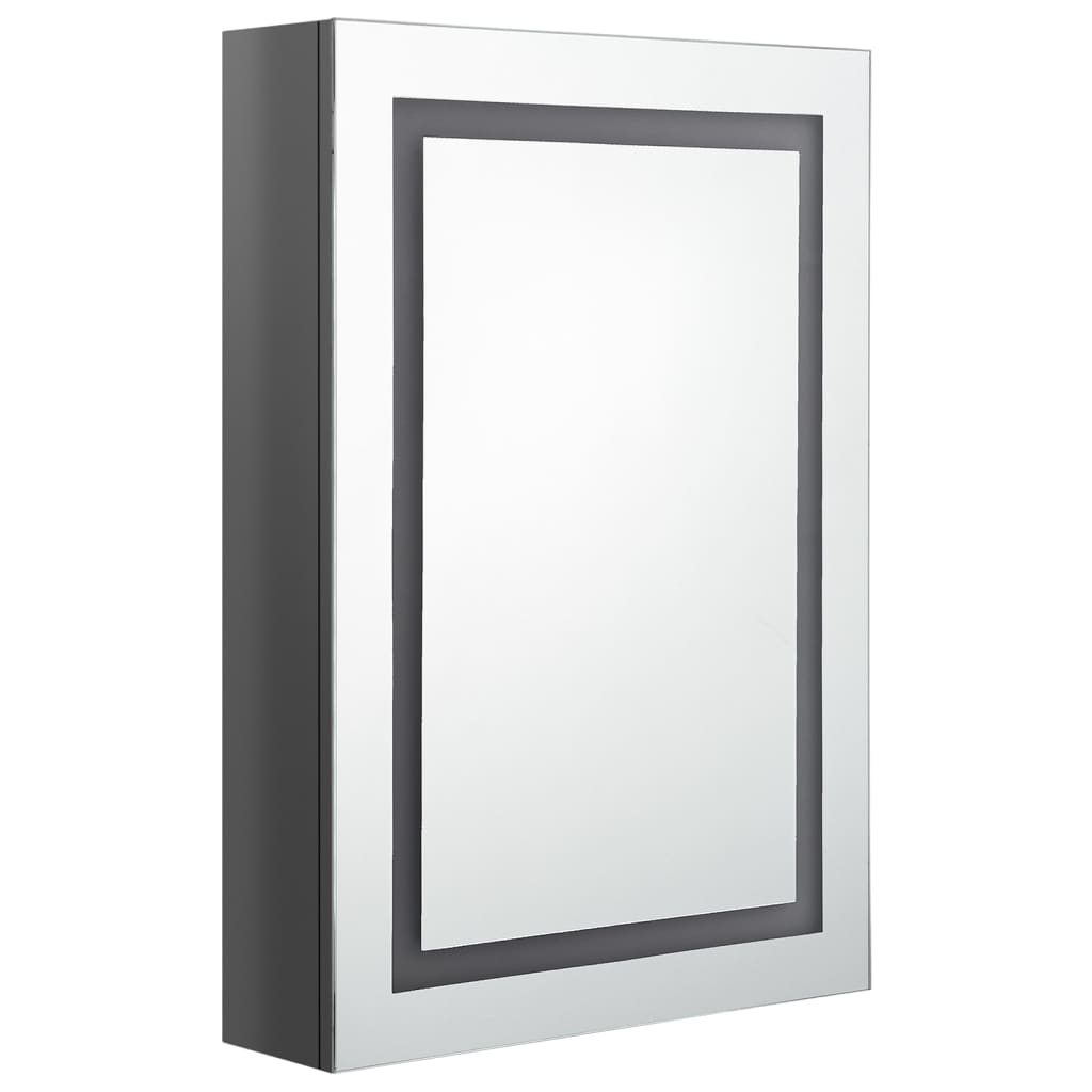Armario de baño con espejo LED gris brillante 50x13x70 cm